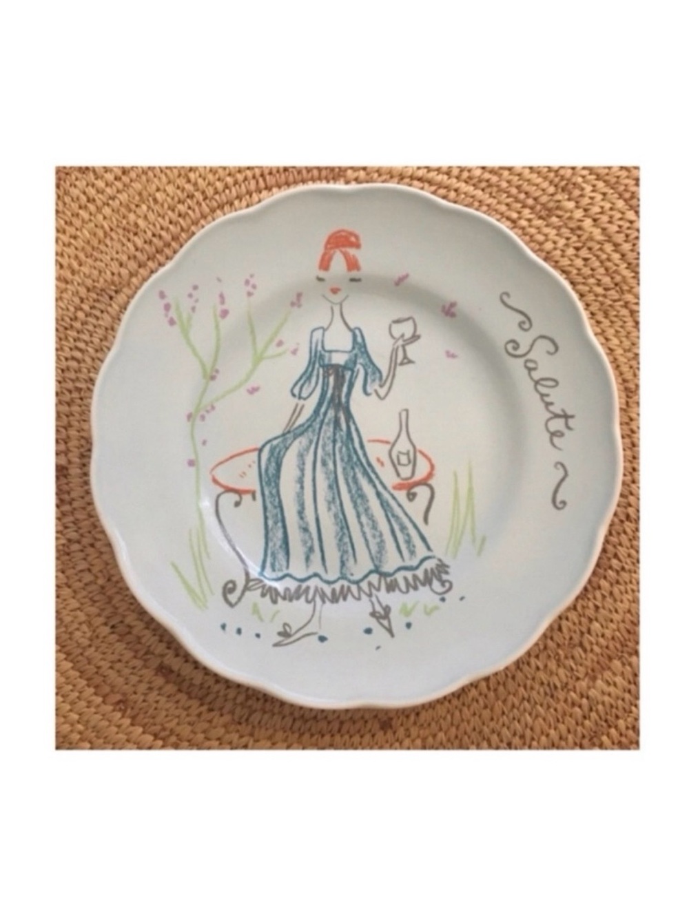 "Salute!" Art Pottery Plate Handmade in Portugal